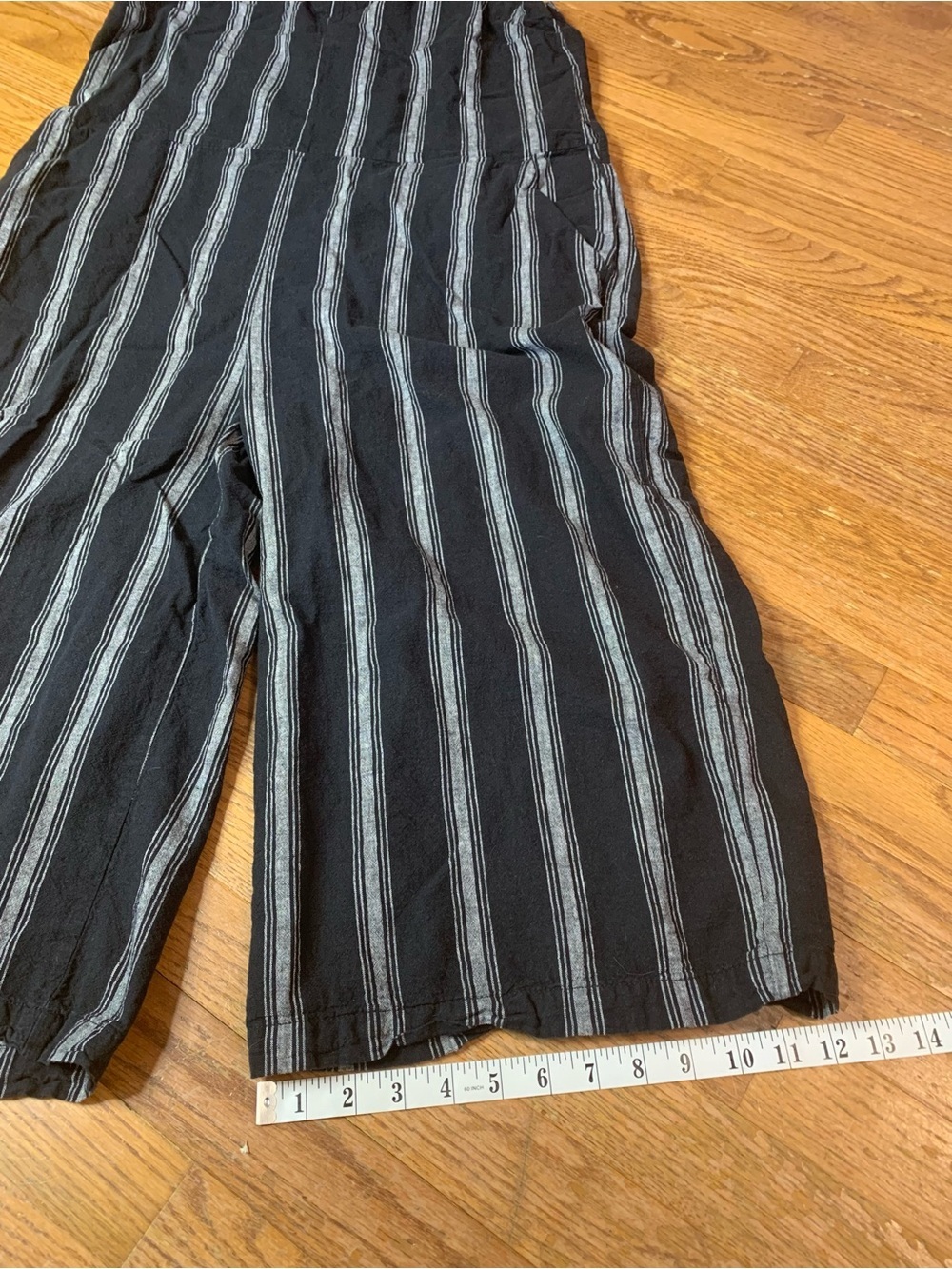 Joe Fresh Black & White Striped Wide Leg Jumpsuit - Linen Blend - Large - Picture 7 of 7